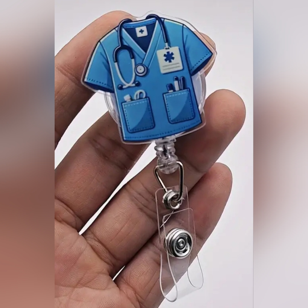 Nurses Blue Scrubs Custom Acrylic Name Badge ID holder